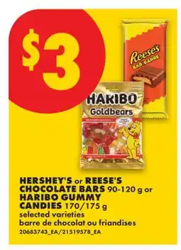 No Frills HERSHEY'S OR REESE'S CHOCOLATE BARS, 90-120 G OR HARIBO GUMMY CANDIES, 170/175 G offer