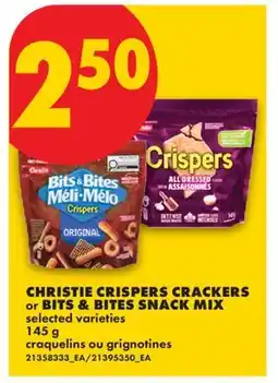No Frills CHRISTIE CRISPERS CRACKERS OR BITS & BITES SNACK MIX offer