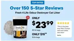 Petvalu Fresh 4 Life Odour Destroyer Cat Litter offer