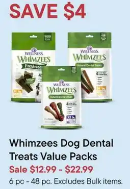 Petvalu Whimzees Dog Dental Treats Value Packs offer