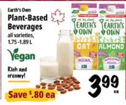 Farm Boy Earth's Own Plant-Based Beverages offer