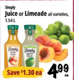 Farm Boy Simply Juice or Limeade offer