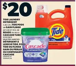 Valu-mart DETERGENT À LAVAGE TIDE, 3.46-3.9 L, PODS TIDE O PERLES GAIN OU CONTENANTS CASCADE offer