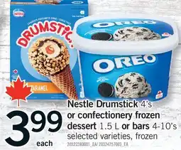 Fortinos NESTLE DRUMSTICK, 4'S OR CONFECTIONERY FROZEN DESSERT, 1.5 L OR BARS, 4-10'S offer