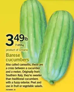 Fortinos BARESE CUCUMBERS offer