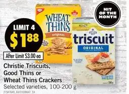 Fortinos CHRISTIE TRISCUITS, GOOD THINS OR WHEAT THINS CRACKERS offer