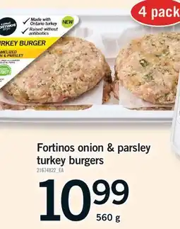 Fortinos FORTINOS ONION & PARSLEY TURKEY BURGERS offer
