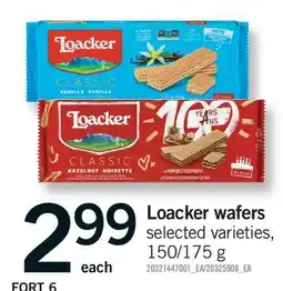 Fortinos LOACKER WAFERS, 150/175 g offer