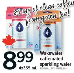 Fortinos WAKEWATER CAFFEINATED SPARKLING WATER offer