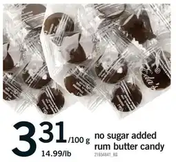 Fortinos NO SUGAR ADDED RUM BUTTER CANDY offer