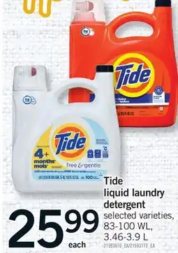 Fortinos TIDE LIQUID LAUNDRY DETERGENT, 83-100 WL offer