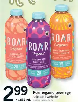 Fortinos ROAR ORGANIC BEVERAGE offer