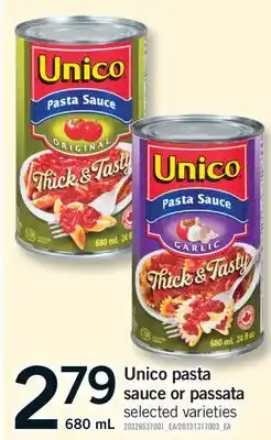 Fortinos UNICO PASTA SAUCE OR PASSATA offer