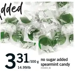 Fortinos NO SUGAR ADDED SPEARMINT CANDY offer