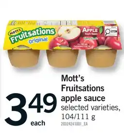 Fortinos MOTT'S FRUITSATIONS APPLE SAUCE, 104/111 g offer