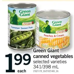 Fortinos GREEN GIANT CANNED VEGETABLES, 341/398 ML offer