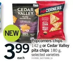 Fortinos POPCORNERS CHIPS, 142 G OR CEDAR VALLEY, 180 G offer