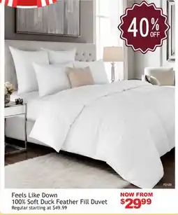 Oxford Mills Feels Like Down 100% Soft Duck Feather Fill Duvet offer