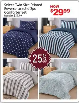 Oxford Mills Select Twin Size Printed Reverse to solid 2pc Comforter Set offer