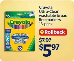 Walmart Crayola Ultra-Clean washable broad line markers offer