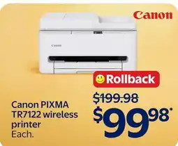 Walmart Canon PIXMA TR7122 wireless printer offer