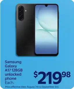 Walmart Samsung Galaxy A17 128GB unlocked phone offer
