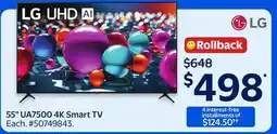 Walmart 55 UA7500 4K Smart TV offer