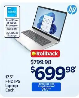 Walmart hp 17.3 FHD IPS Laptop offer