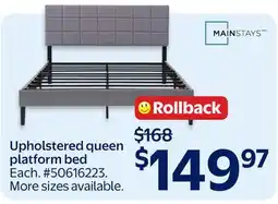 Walmart Upholstered queen platform bed offer