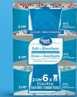 Walmart Great Value 2-ply facial tissues offer