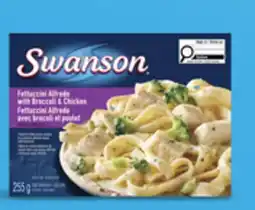 Walmart Swanson fettuccini Alfredo or cheesy rice with broccoli & chicken frozen entrees offer