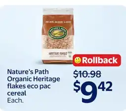 Walmart Nature's Path Organic Heritage flakes eco pac cereal offer