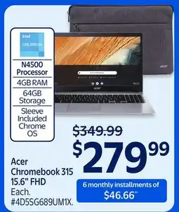 Walmart Acer Chromebook 315 15.6 FHD offer