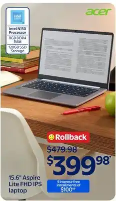 Walmart Acer 15.6 Aspire Lite FHD IPS laptop offer