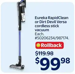 Walmart Eureka RapidClean cordless stick vacuum offer