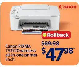 Walmart Canon PIXMA TS3720 wireless all-in-one printer offer