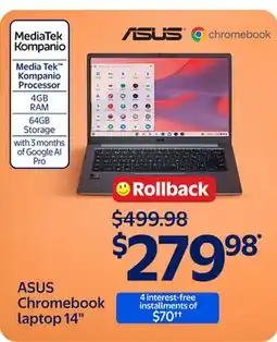 Walmart Asus Chromebook Laptop 14 offer