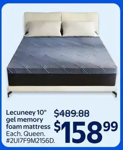 Walmart Lecuneey 10 gel memory foam mattress offer