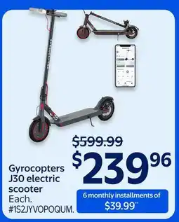 Walmart Gyrocopters J30 electric scooter offer