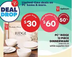 Loblaws PC RIDGE 12 PIECE DINNERWARE offer