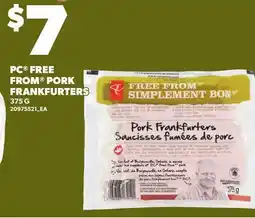 Loblaws PC FREE FROM PORK FRANKFURTERS offer
