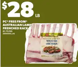 Loblaws PC FREE FROM AUSTRALIAN LAMB FRENCHED RACK offer