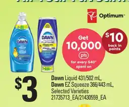 Loblaws DAWN LIQUID, 431/502 ML, DAWN EZ SQUEEZE, 366/443 ML offer