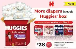Loblaws HUGGIES GIGA PACK DIAPERS, SIZE N-7, 42-128'S offer
