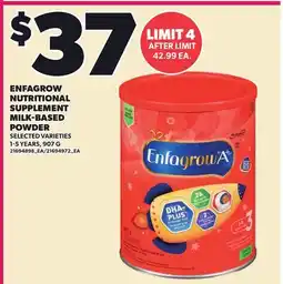 Loblaws ENFAGROW NUTRITIONAL SUPPLEMENT MILK-BASED POWDER offer