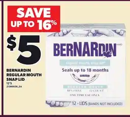 Loblaws BERNARDIN REGULAR MOUTH SNAP LID, 12'S offer