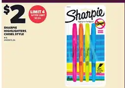 Loblaws SHARPIE HIGHLIGHTERS CHISEL STYLE, 4'S offer