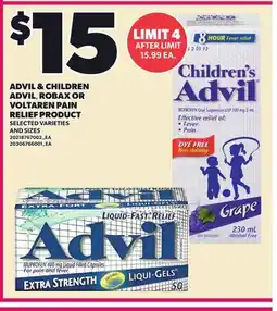 Loblaws ADVIL & CHILDREN ADVIL, ROBAX OR VOLTAREN PAIN RELIEF PRODUCT offer