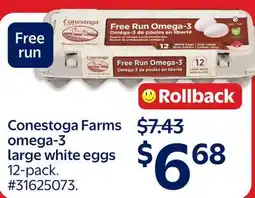 Walmart Conestoga Farms omega-3 large white eggs offer