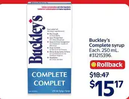 Walmart Buckley's Complete syrup offer